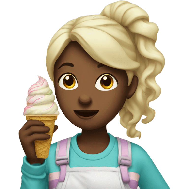 Girl eating ice cream  emoji