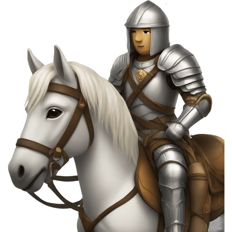 a white avar nomadic soldier on a horse from the side with leather armor on emoji