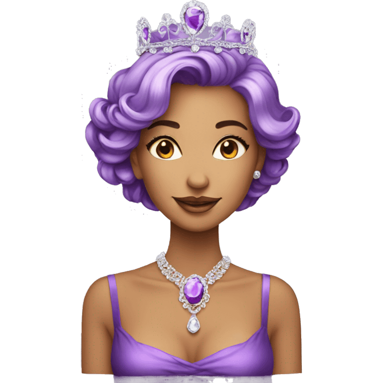 Gorgeous Lady with purple-shiny-crystal-hair and tiara and necklace emoji