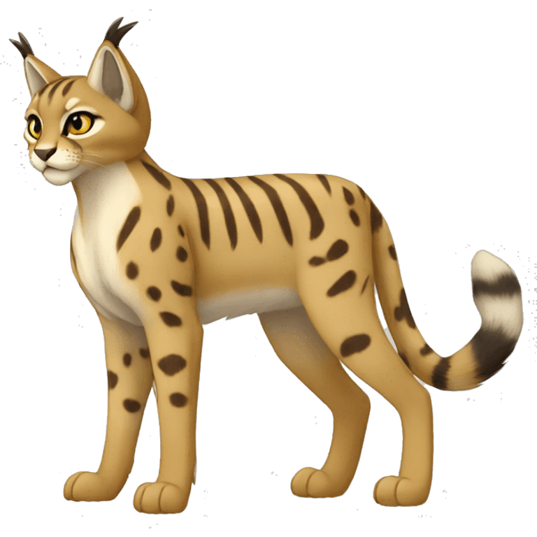 Striped and spotted Lynx-Caracal-Fakemon-hybrid full body emoji