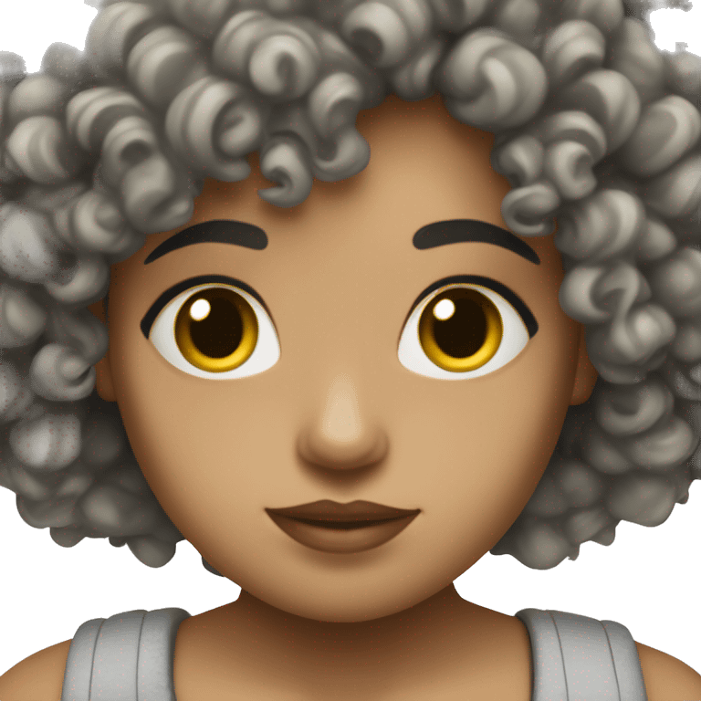 light skin girl with short black curly afro, and cross pendant necklace  emoji