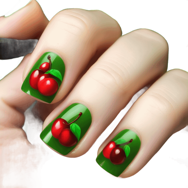 Nails with cherries emoji