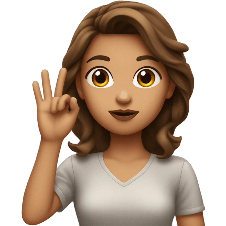 Brown haired girl blowing a kiss emoji