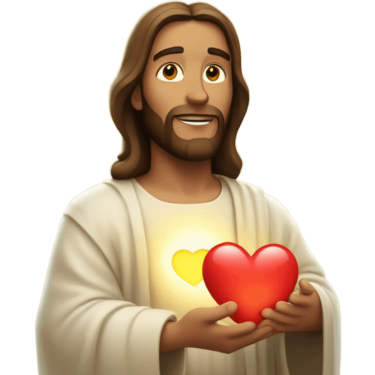 Jesus holding a heart emoji