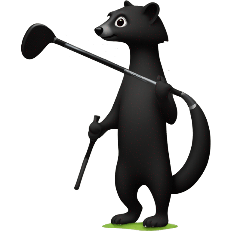 coati silhouette with golf club emoji