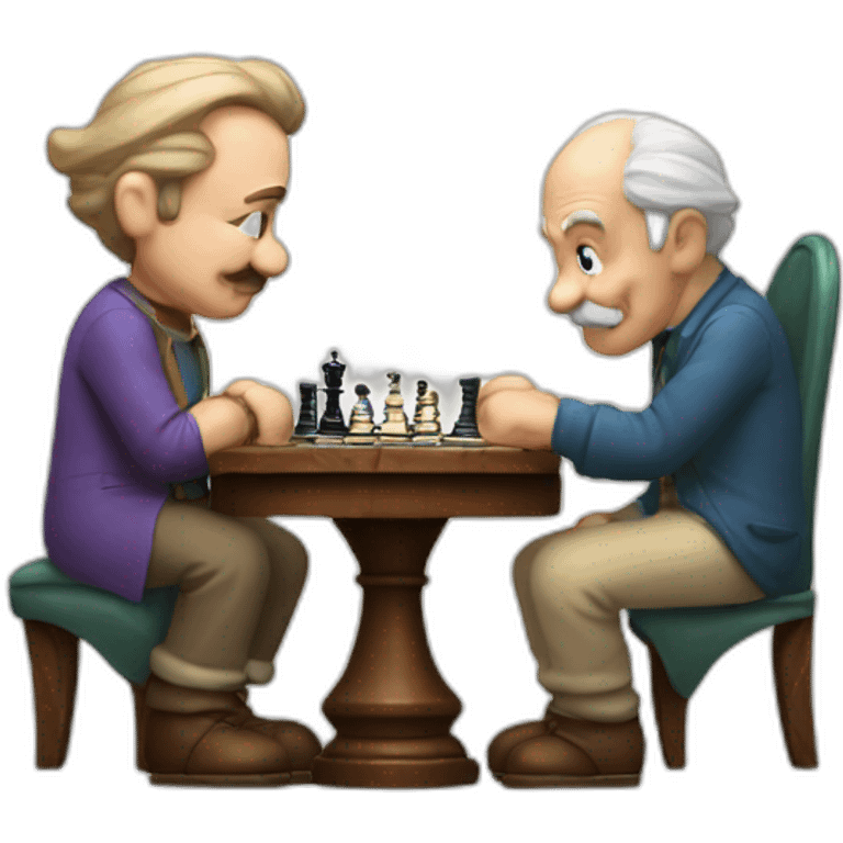 Chess with mario and old man emoji