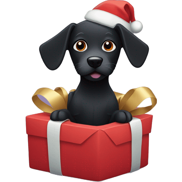 Black dog wrapped up like a Christmas present  emoji