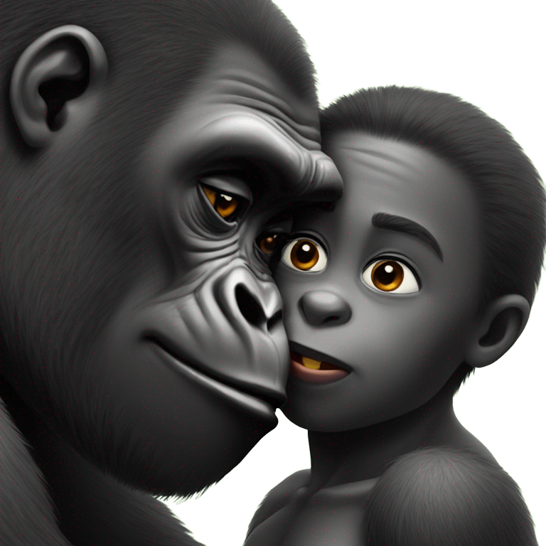 Gorilla kissing a boy emoji