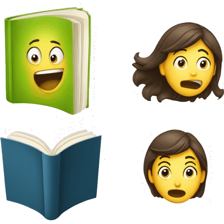 Person yawn, reading book, changing page emoji