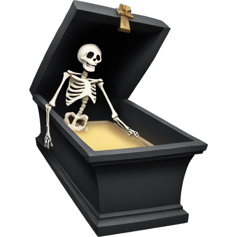 Skeleton stepping out of a standing coffin emoji