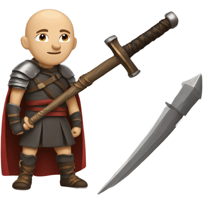 bald warrior with sword and hammer emoji