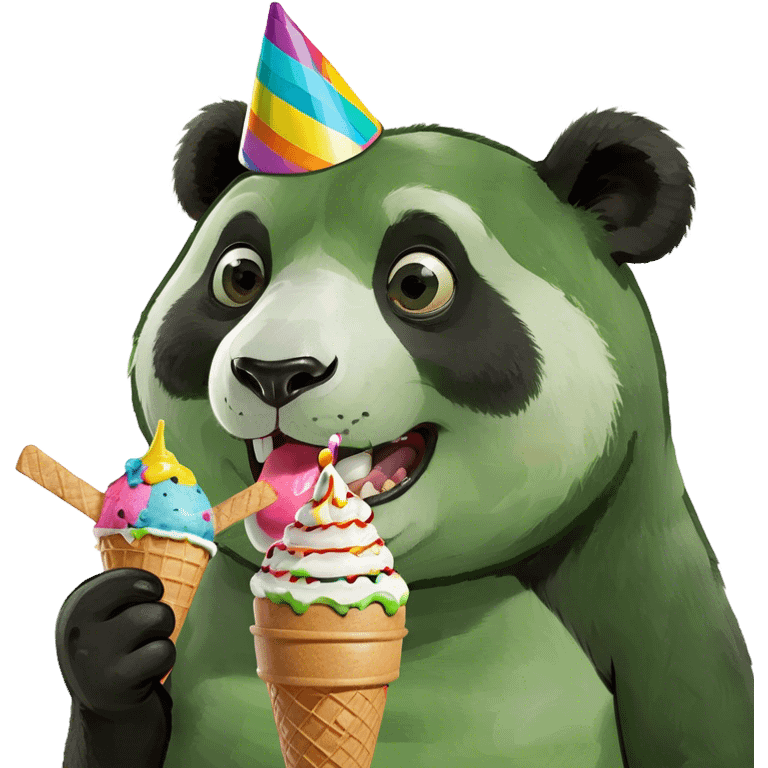 Panda eating ice cream emoji