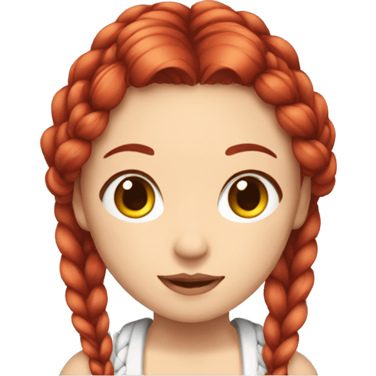 japaenese girl with red hair and braid hair emoji