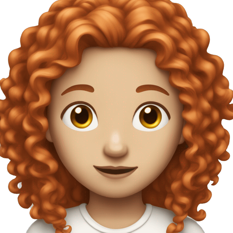 A girl with long curly red hair and a completely white face emoji