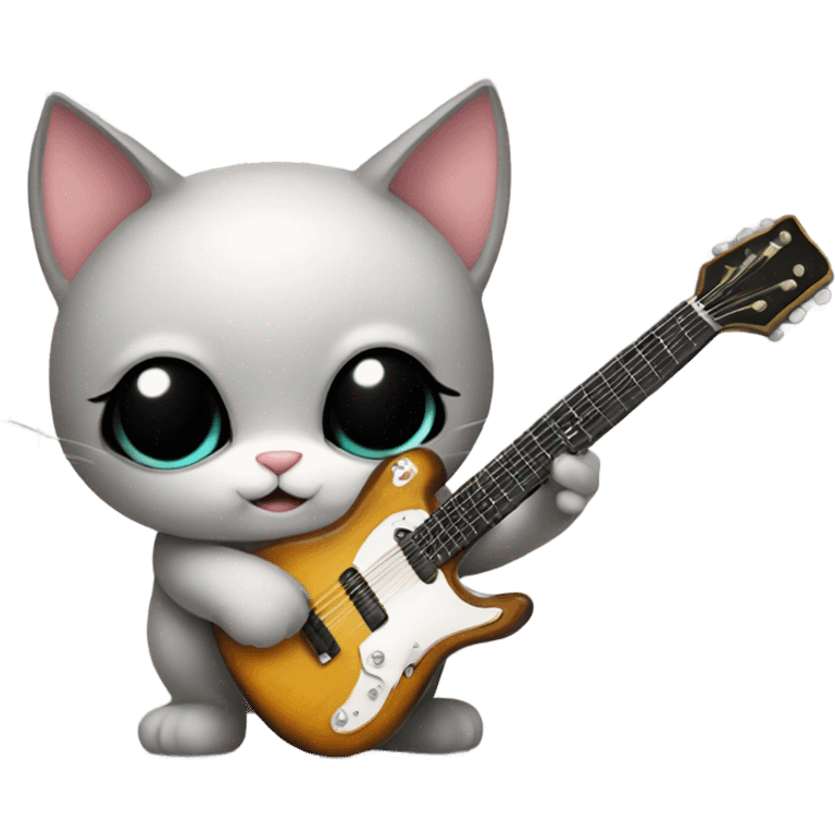 A little cat with gitar emoji