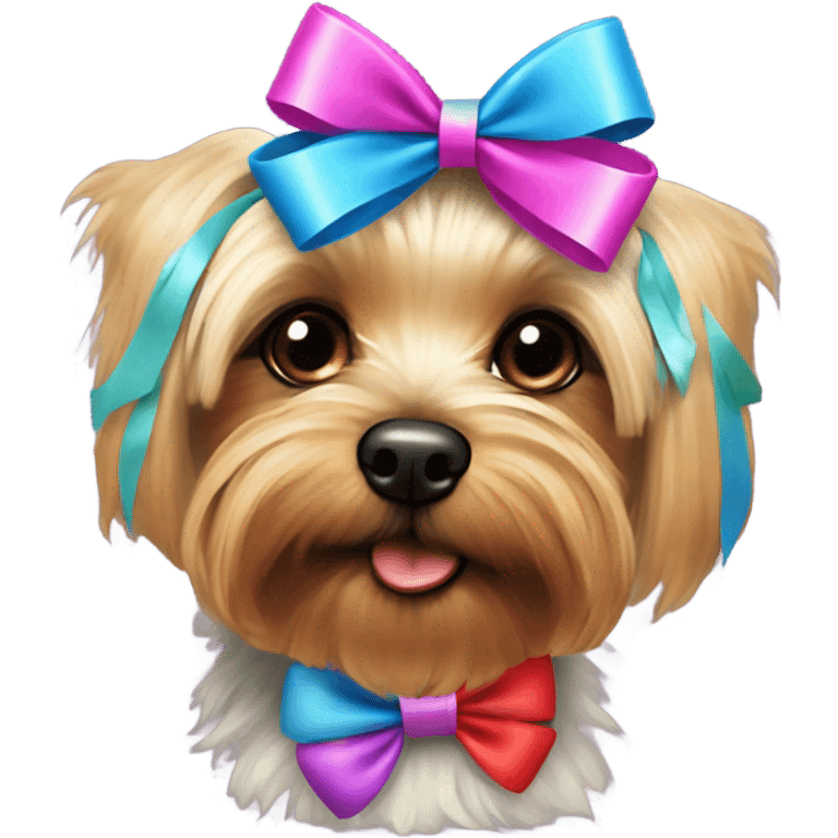 yorkiepoo with bow on head emoji