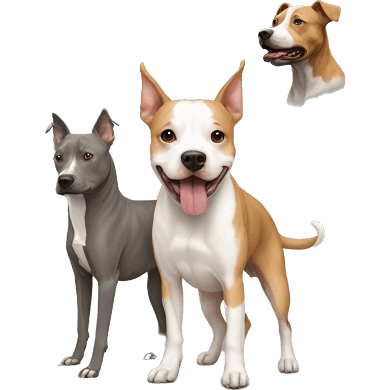 Podengo and grey pitbull  emoji