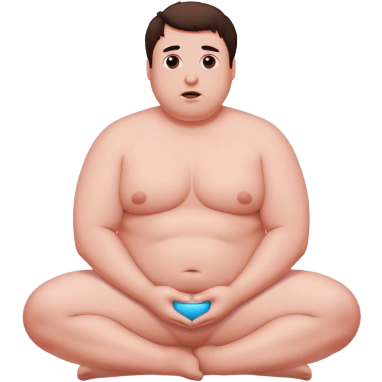 fat white guy shirtless kneeling emoji