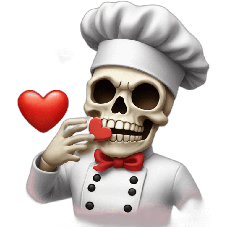 Skull chef blowing kiss heart emoji