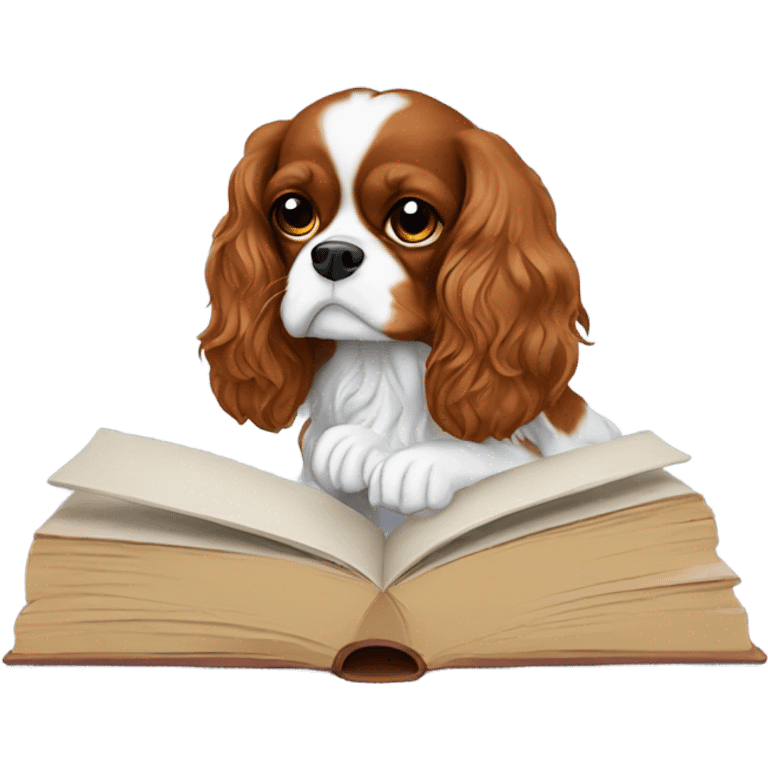 king charles cavalier reading a book emoji