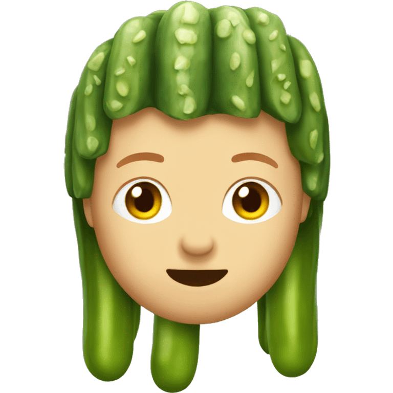 A pickle with ginger hair emoji