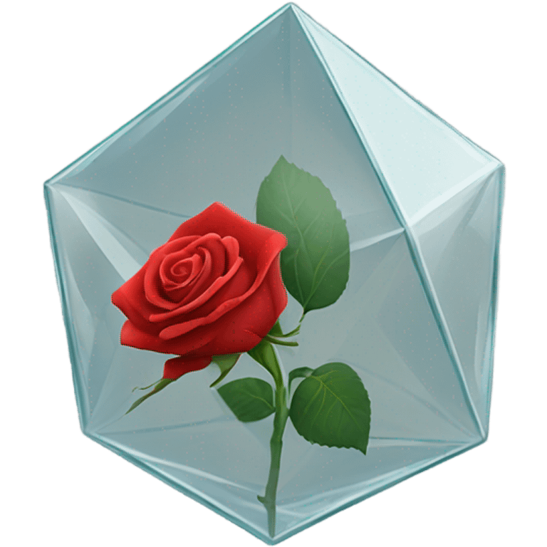 Red Rose in glass octahedron emoji