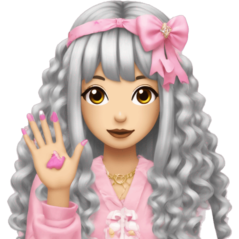 hime gyaru girl showing her nails emoji