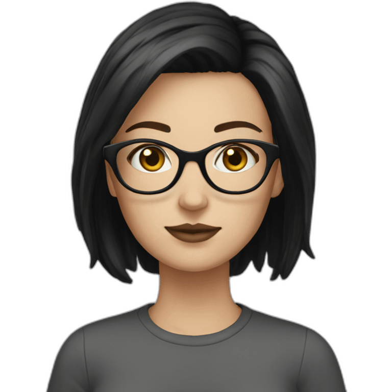 White Girl black short hair glasses emoji