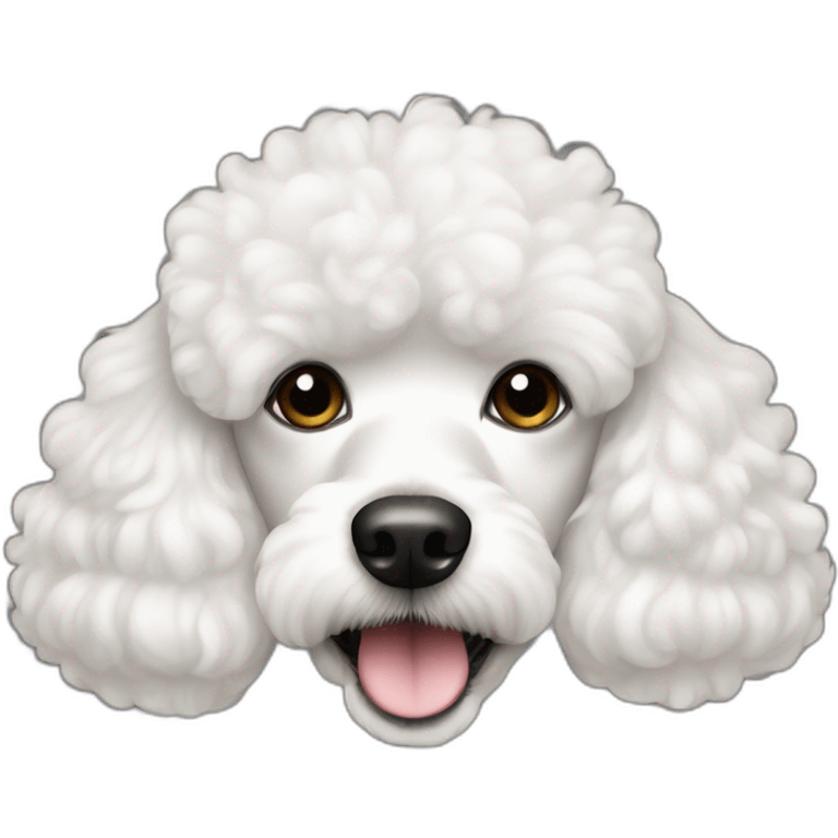 a white coco poodle dog with cute eyes looking at screen emoji