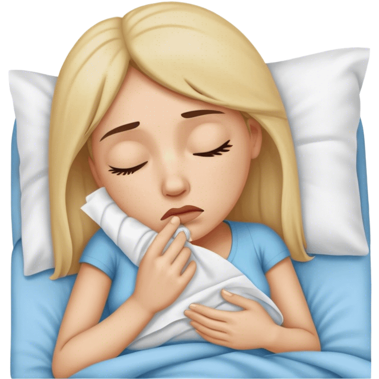 Woman In bed with sinus pain  emoji