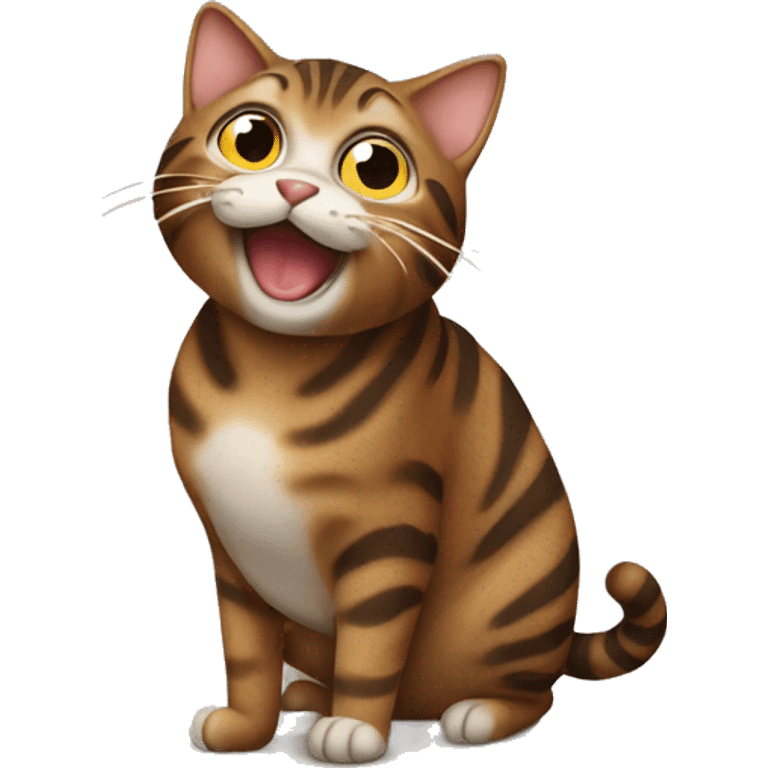 Brown tabby cat farting emoji