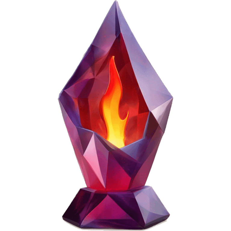 flame in a bottle sculpture symbolizing Sagittarius with a geometric, faceted design. The symbol is standing upright with angular and disney features. The vibrant red flame colors highlights the sharp edges and planes. emoji