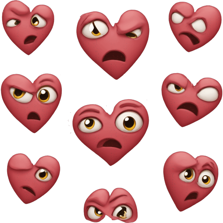 Heart with a ugly Face on it  emoji