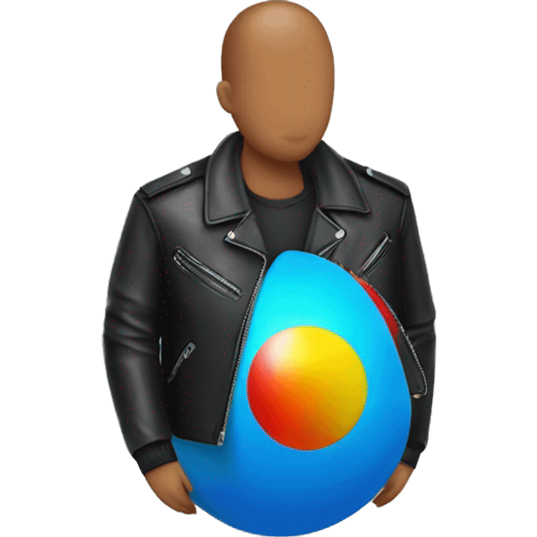 beach ball wearing a leather jacket emoji