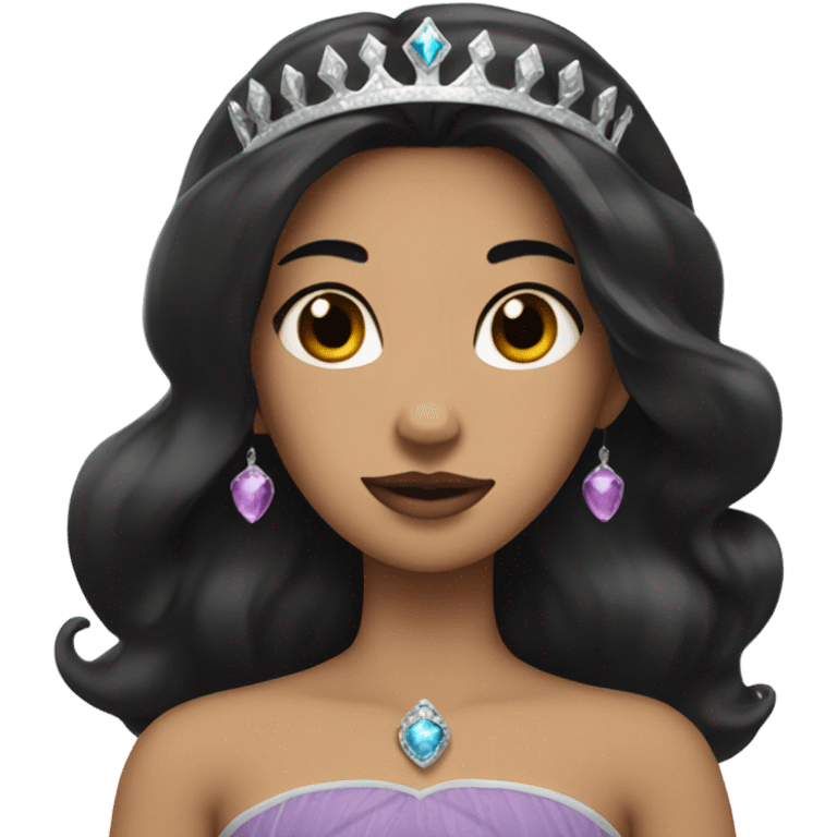 A princess with long black hair a crown and black beard emoji