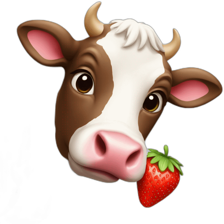 cow holding strawberry emoji