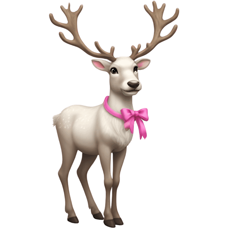 white realistic reindeer pink bows full body emoji