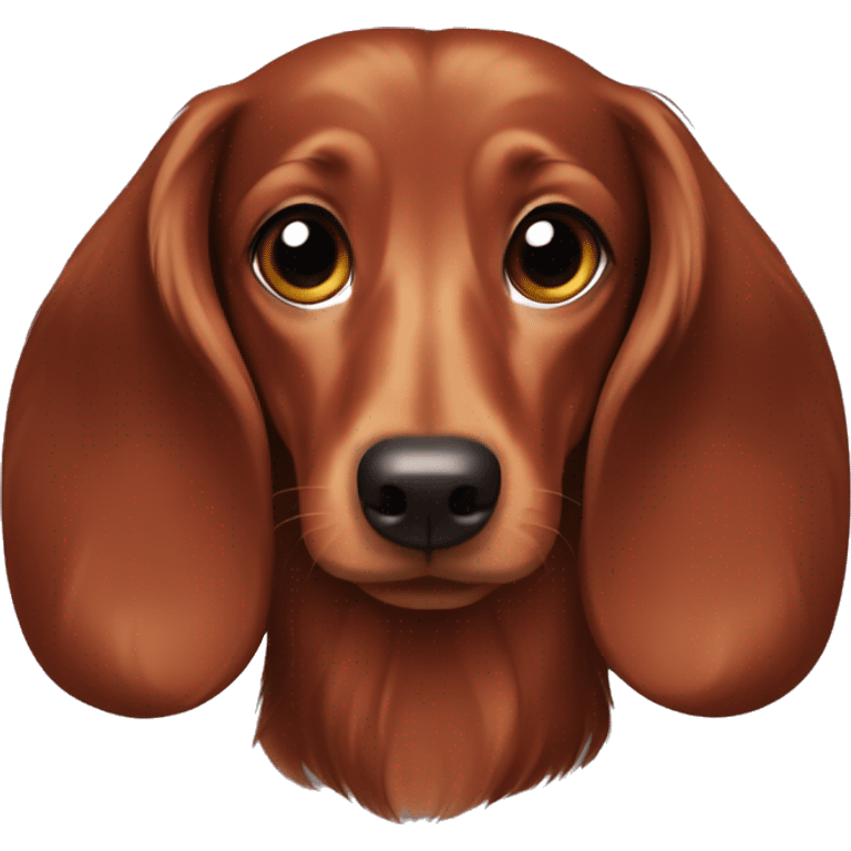 Dark Brown Long-haired dachshund in red sweater  emoji