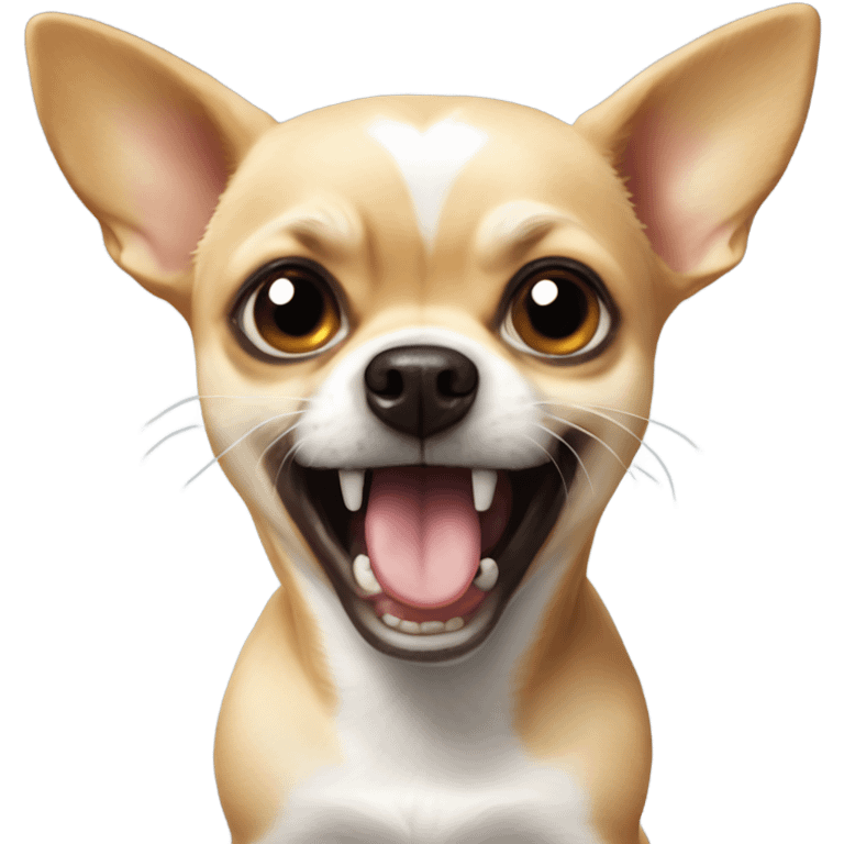 Chihuahua dog growling at Panda emoji