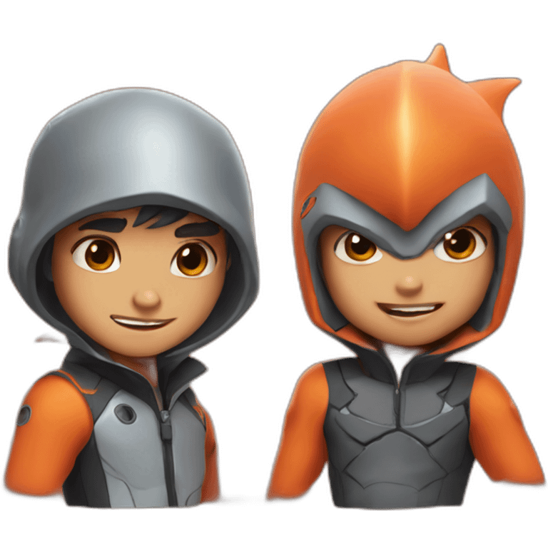 Shark boy and lava girl emoji