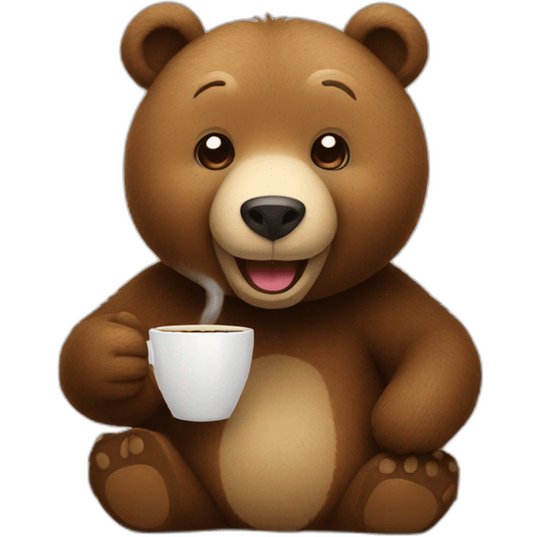 Happy Bear sipping coffee emoji