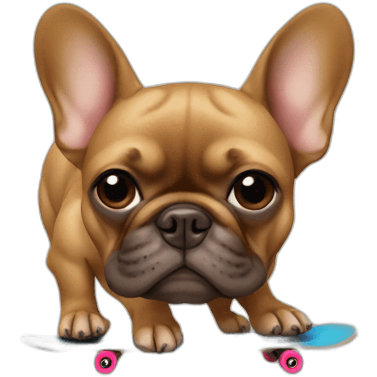 brown french bulldog on skateboard emoji