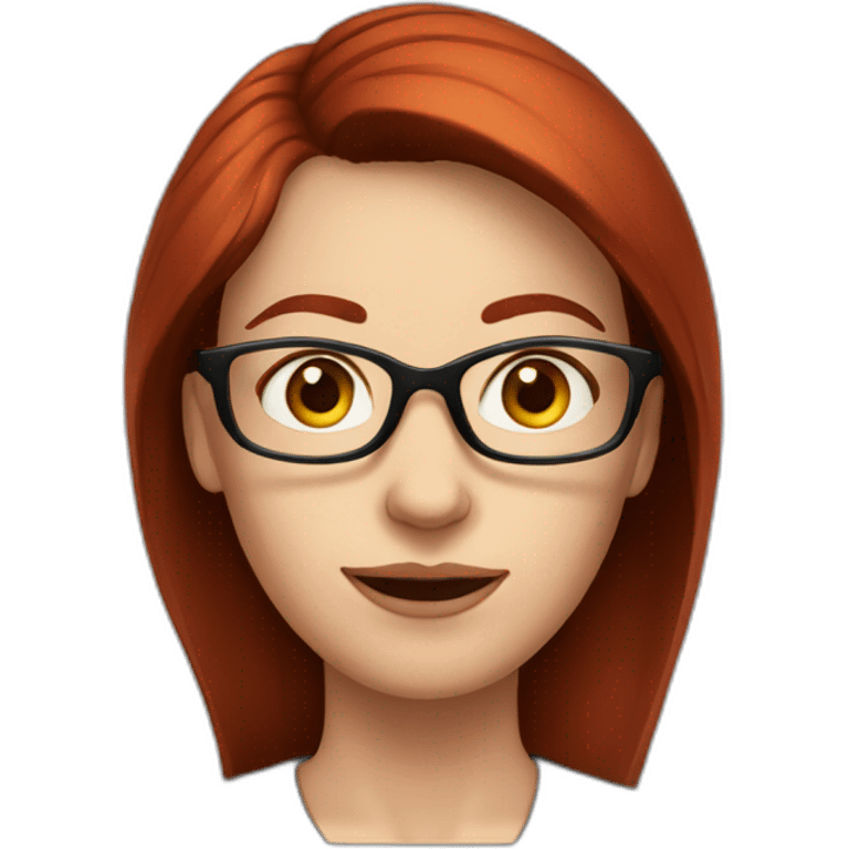 white woman with dark red hair at shoulder level with glasses and big nose. elongated face emoji