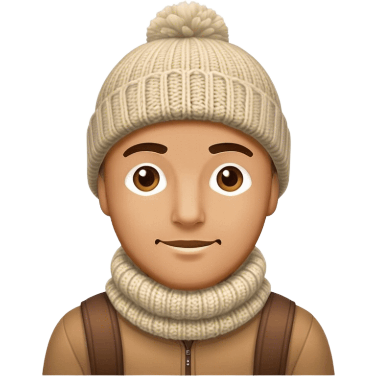 man in outdoor wither clothes and knited hat emoji