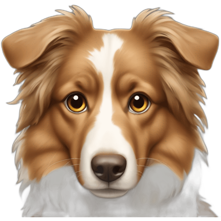 Young long haired tan and brown Aussie dog emoji