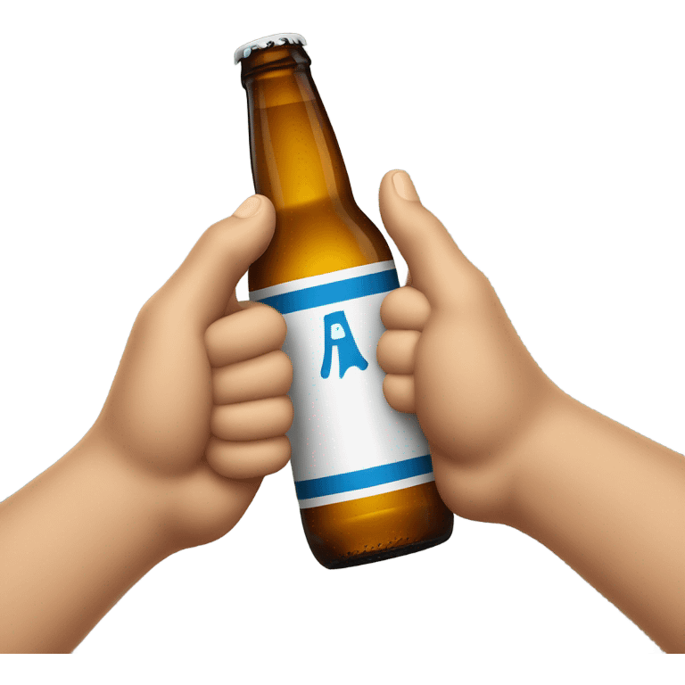 Beer bottle with his hands in the air￼ emoji