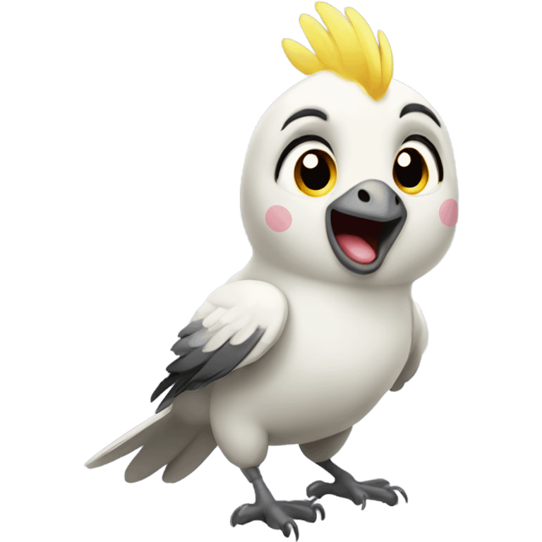 cockatiel bird waving emoji