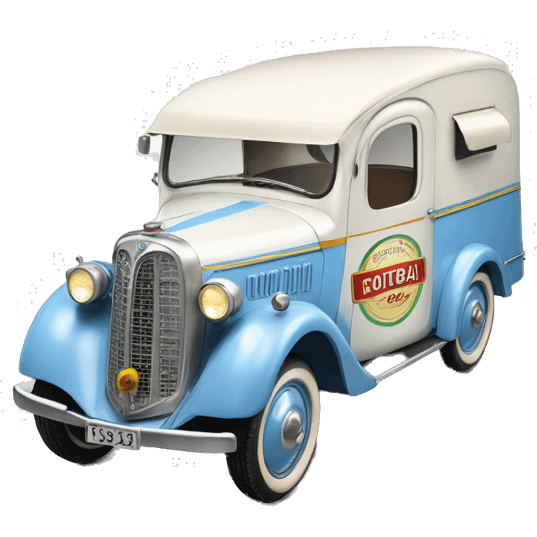 ice cream caravan,1935 fiat ,pearl blue  emoji