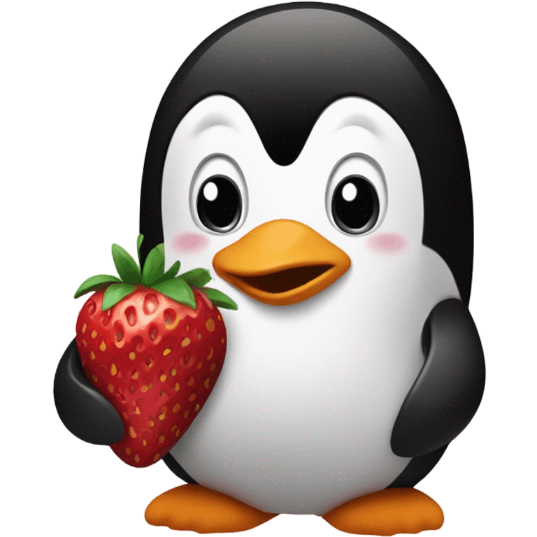 penguin eating chocolate strawberries  emoji