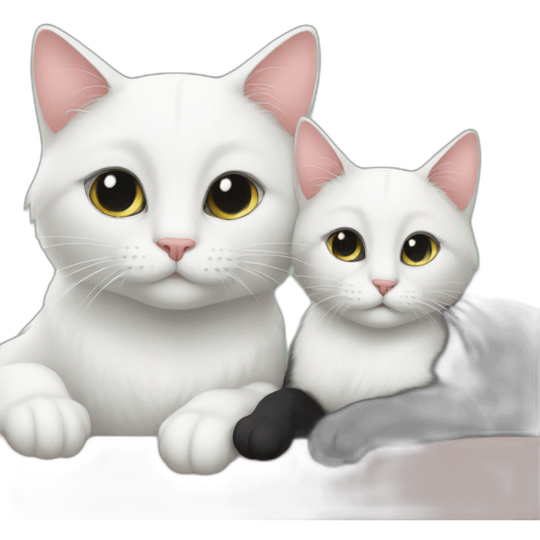 White and black cat love emoji